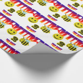 Papier Cadeau heureux, abeille 2 la meilleure maman (Coin)