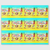 Papier Cadeau Heureux amis de la forêt d'anniversaire (Plat)