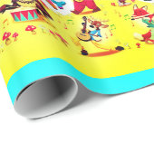 Papier Cadeau Heureux amis de la forêt d'anniversaire (Coin rond)