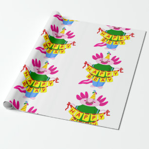 Papier Cadeau heureux anniversaire Axolotl