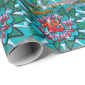 Papier Cadeau Heureux Graffiti du 18ème anniversaire (Coin rond)