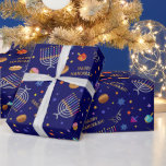 Papier Cadeau Heureux Hanoukka Dreidel Menorah Sufganiyot Blue<br><div class="desc">Enveloppez vos cadeaux Hanoukka dans le pur plaisir avec notre Dreidel,  Menorah colorée,  Sufganiyot,  Star Bleue de David,  Gold Happy Hanoukka papier d'emballage! Enveloppez votre amour et vos souhaits chaleureux dans ce délicieux papier. Heureux Hanoukka !</div>