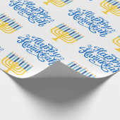 Papier Cadeau Heureux Hanoukka Menorah (Coin)