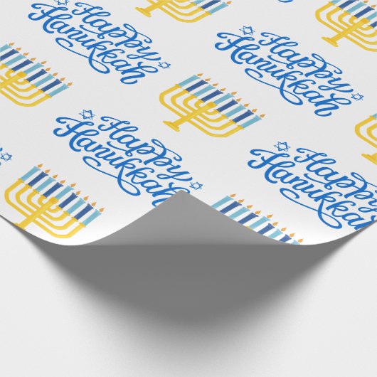 Papier Cadeau Heureux Hanoukka Menorah (Coin)