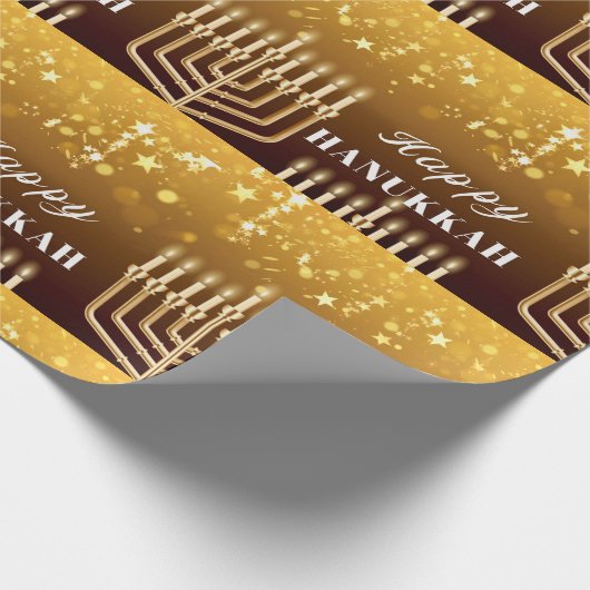 Papier Cadeau Heureux Hanoukka Menorah (Coin)
