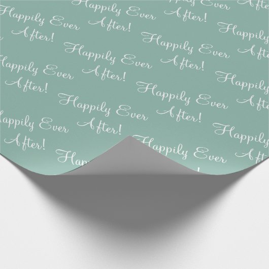 Papier Cadeau Heureux Jamais après le Mariage vert de script (Coin)