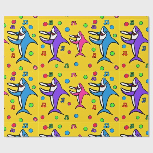 PAPIER CADEAU HEUREUX REQUINS (Plat)