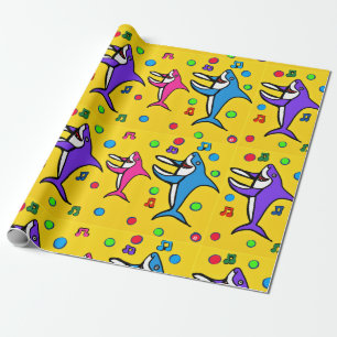 PAPIER CADEAU HEUREUX REQUINS