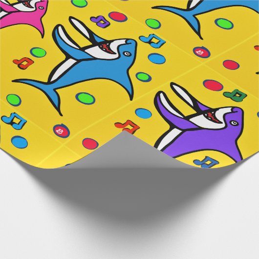 PAPIER CADEAU HEUREUX REQUINS (Coin)