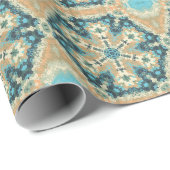 Papier Cadeau Hex Mandala bleu et orange (Coin rond)