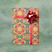 Papier Cadeau Hex Mandala Bleu orange et rose