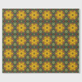 Papier Cadeau Hex Mandala jaune vert et orange (Plat)