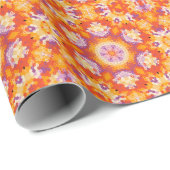 Papier Cadeau Hex Mandala orange violet blanc (Coin rond)