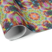 Papier Cadeau Hex Mandala vert rose et orange (Coin rond)