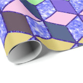 Papier Cadeau Hexagon en forme de diamant Parties scintillant bl (Coin rond)