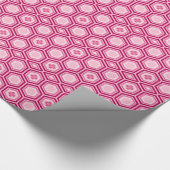 Papier Cadeau Hexagonal Kimono Imprimer, Bourgogne et rose (Coin)