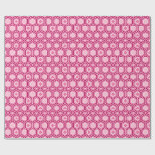 Papier Cadeau Hexagonal Kimono Imprimer, Bourgogne et rose (Plat)