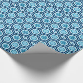 Papier Cadeau Hexagonal Kimono Imprimer, Marine et Bleu clair (Coin)