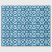 Papier Cadeau Hexagonal Kimono Imprimer, Marine et Bleu clair (Plat)