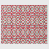 Papier Cadeau Hexagonal Kimono Imprimer, rouge et gris / gris (Plat)