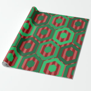 Papier Cadeau Hexagones de Noël