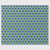 Papier Cadeau Hexagones imbriqués bleus, gris et verts (Plat)