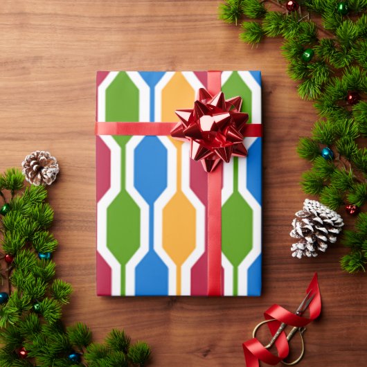 Papier Cadeau Hexagones rétro (Cadeau de vacances)