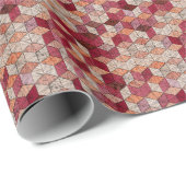 Papier Cadeau Hexagons brodés : Patchwork Bohème Imprimer. (Coin rond)