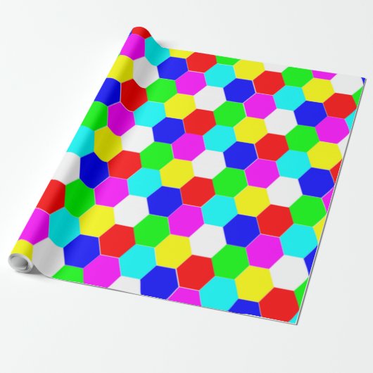 PAPIER CADEAU HEXAGONS COLORÉS (Déroulé)