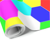 PAPIER CADEAU HEXAGONS COLORÉS (Coin rond)
