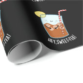 Papier Cadeau Hey Swee Tea Funny Sweet Thé Pun Thé Doux Dark BG (Coin rond)