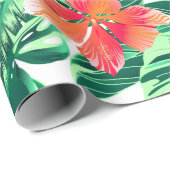 Papier Cadeau Hibiscus à l'orange tropicale (Coin rond)