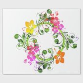 Papier Cadeau Hibiscus couronne de fleurs tropicales (Plat)