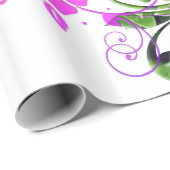 Papier Cadeau Hibiscus couronne de fleurs tropicales (Coin rond)