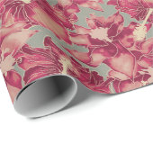 Papier Cadeau Hibiscus de vacances, style hawaïen Noël (Coin rond)