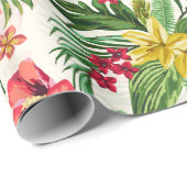 Papier Cadeau Hibiscus décoratif motifs floraux (Coin rond)