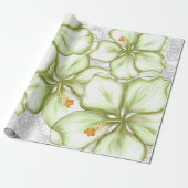 Papier Cadeau Hibiscus & dentelle BLANC (Déroulé)