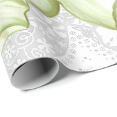 Papier Cadeau Hibiscus & dentelle BLANC (Coin rond)