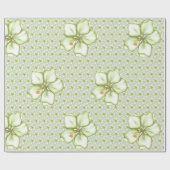 Papier Cadeau Hibiscus & dentelle BLANC (Plat)