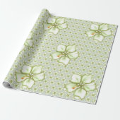 Papier Cadeau Hibiscus & dentelle BLANC (Déroulé)