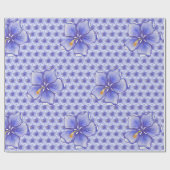 Papier Cadeau Hibiscus & dentelle BLEU (Plat)