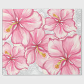 Papier Cadeau Hibiscus & dentelle PINK (Plat)