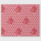 Papier Cadeau Hibiscus & dentelle RED (Plat)