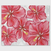 Papier Cadeau Hibiscus & dentelle RED (Plat)