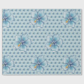 Papier Cadeau Hibiscus & dentelle TURQUOISE (Plat)