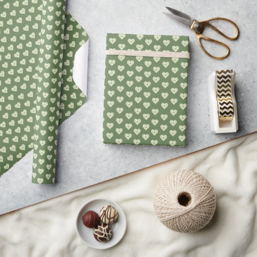 Papier Cadeau Hibiscus & dentelle vert BLANC (Artisanat)