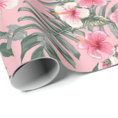 Papier Cadeau Hibiscus des îles (Coin rond)