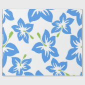 Papier Cadeau Hibiscus Fleur Bleu Cute Florale (Plat)