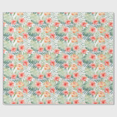 Papier Cadeau Hibiscus floral de Peach rose tropical (Plat)
