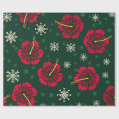 Papier Cadeau Hibiscus floral tropical Snowflakes Noël | (Plat)